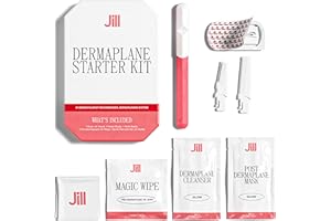 Jill Dermaplane Starter Kit for Women in Rose – Facial Razor & Exfoliating Blade Set with Pre-Shave Magic Wipe, Gentle Skin Cleanser, Glow Moisturizer & 2 Disposable Dermaplane Blades