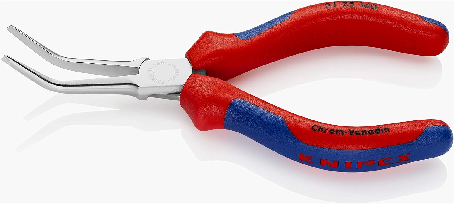 KNIPEX Flat Nose Pliers (Needle-Nose Pliers) Chrome-Plated with Multi-Component Handles 160 mm, 31 25 160 - Image 3