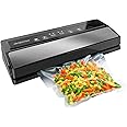GERYON Vacuum Sealer, Vacuum Sealer Machine for Food Storage with Sealer Bags & Roll, Automatic Food Sealer for Sous Vide, Compact Design, LED Lights, Easy to Clean, Dry & Moist Modes (Silver)