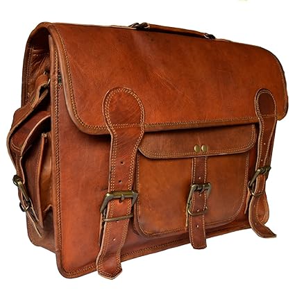 Madosh, Genuine Leather Vintage Camera Lens Bag Top Handle Laptop Briefcase Carry On Messenger Mens DSLR SLR Bags