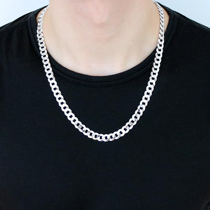 Buy 8mm Curb Chain Necklace Sterling 