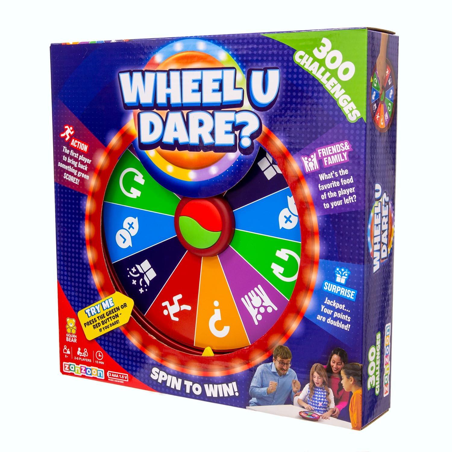 Wheel U Dare? The Ultimate Live Family Game - Spin the Wheel and Complete Challenges - Easy Out of the Box Play Board Game for Kids and Adults