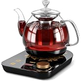 HHT Electric Tea Maker with Infuser, &plusmn;1℉ Precise Temperature Control, Glass Electric Kettle for Herbal,Flowers,Fruit Tea and Loose Leaf,BPA-Free,Auto Shut-Off,Brewing Program,Keep Warm,0.8L