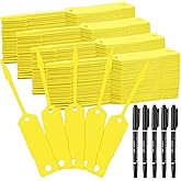 Woanger 2000 Pieces Self Locking Arrow Key Tags Car Key Labels Self Lock Identifierscar Parts Tags with 5 Pcs Black Pens for Office Automotive Shop Supplies(4 1/2 x 3/4 Inch,Yellow)