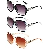 Lutonglenss Oversized Bifocal Sunglasses For Women Classic Reading Sunglasses 3 Pack UV400 Sun Readers Glasses Metal Spring