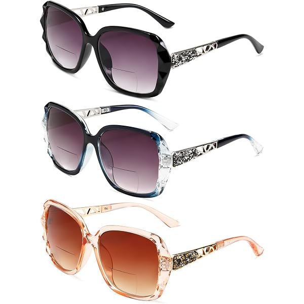 Retro Square Frame Rhinestone Bifocal Sunglasses For Women - Reading & UV Protection