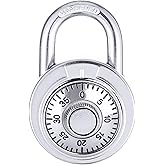 CALIDSUP Silver Combination Lock, 2 Inch Wide, 1Pack | Silver Turnplate Dial Lock, Fixed 3 Digit Combination Padlock, For School Gym Locker, Toolbox &amp; Gate