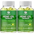 (2Pack) Hemp Oil Capsules - 60,000 Maximum Strength, Immune Support, Focus Calm, Relaxation, Mood, Rich in Omega 3, 6, 9 Fatty Acids - 90 Capsules