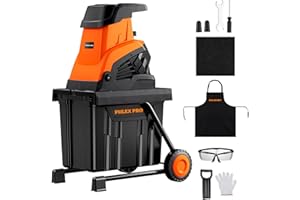 PHLEX PRO 15 Amp Electric Wood Chipper Shredder with 50L Collection Bin & Push Stick,1.8 Inch Cutting Diameter,1800w High Efficiency Electric Mulcher Shredding Machine for Yard Waste, Branches, Leaves, Orange