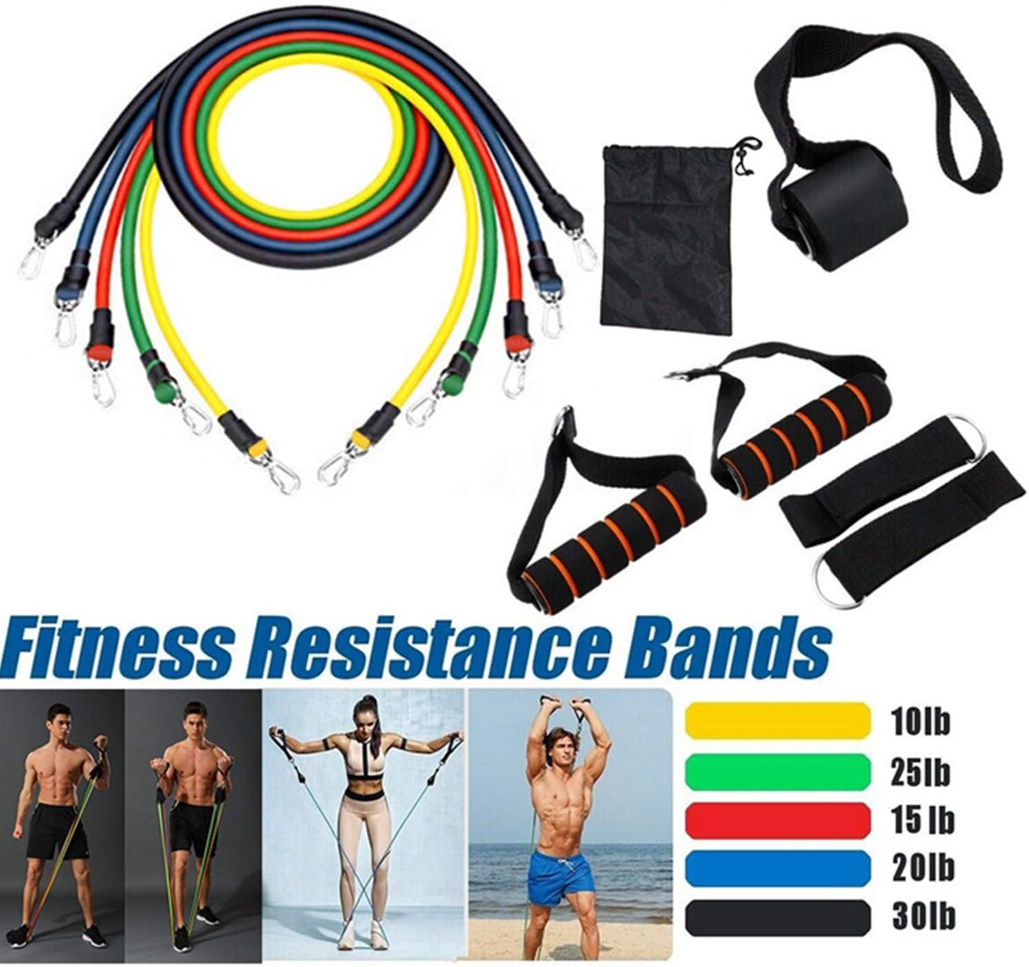 IWHTGD 11PC Premium Resistance Bands Set,Exercise Fitness Kit- For Resistance Training, Physical Therapy, Home Workouts, Yoga