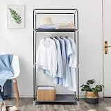 SONGMICS Fabric Wardrobe 75x45x160 cm Grey with Hanging Rail view 7