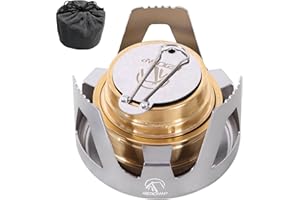REDCAMP Mini Alcohol Stove for Backpacking, Lightweight Brass Spirit Burner with Aluminium Stand for Camping Hiking