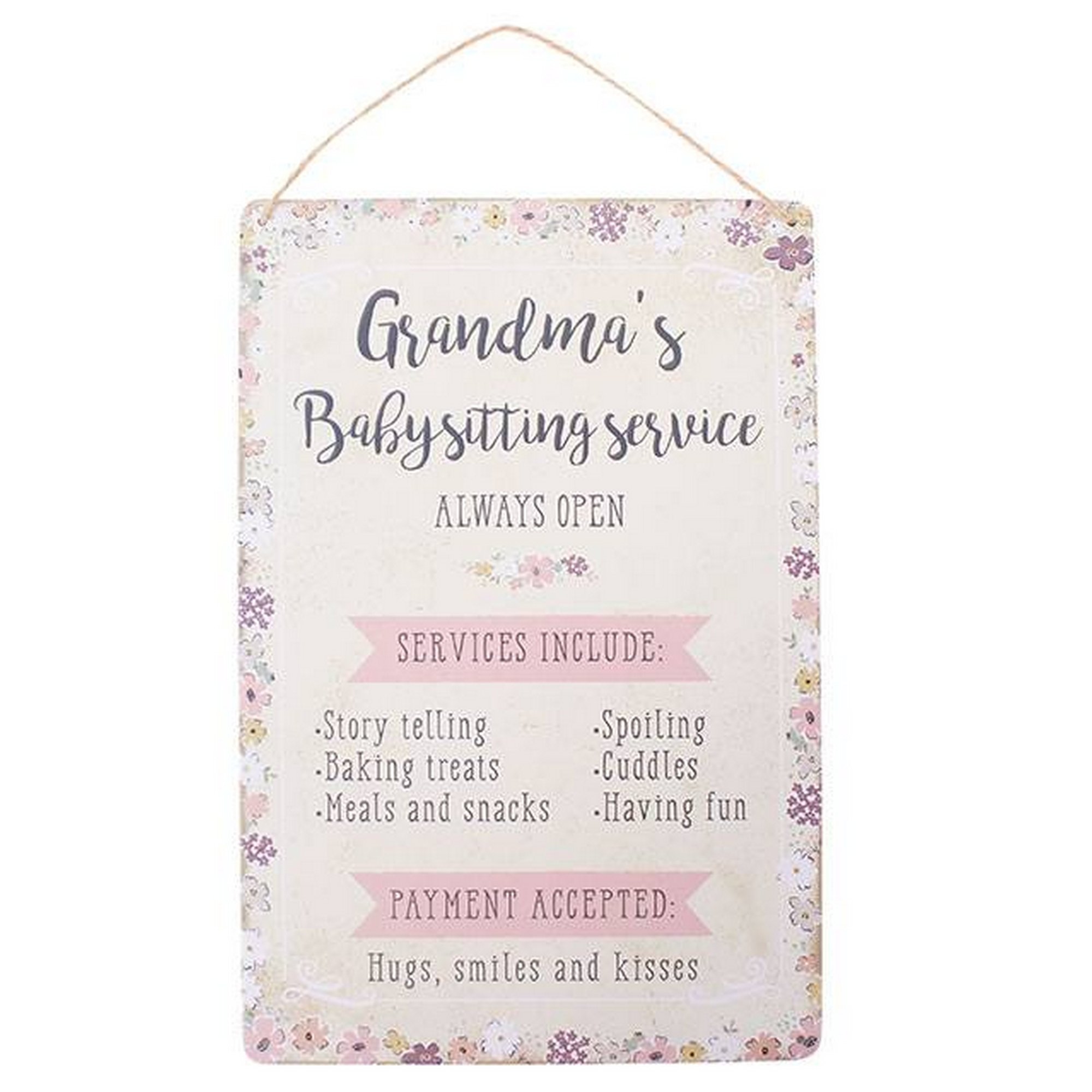 Wall Plaque | Grandma's Babysitting Service Sign | 1pc. 149g