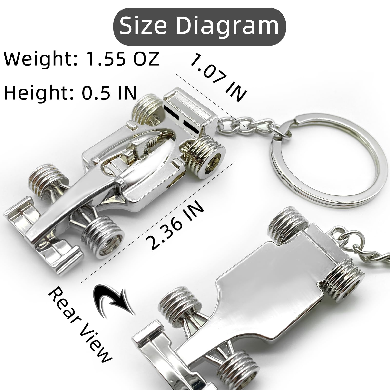 Mua WUGIHAN F1 Keychain Silver 2-Pack, Stainless Steel Metal Formula ...