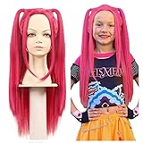 ColorGround Long Straight Hot Pink Cosplay Wig with