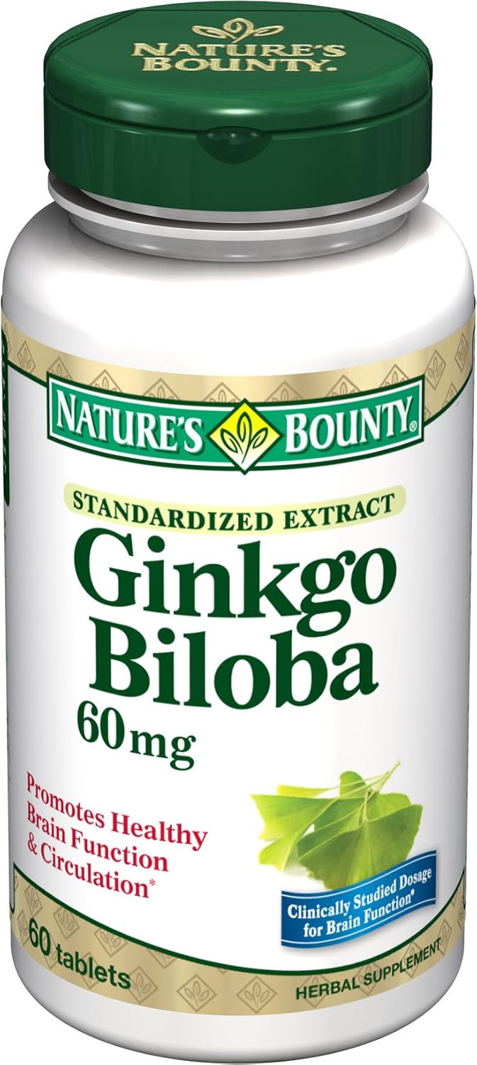 Nature's Bounty Ginkgo Biloba 60mg, 60 Tablets (Pack of 2