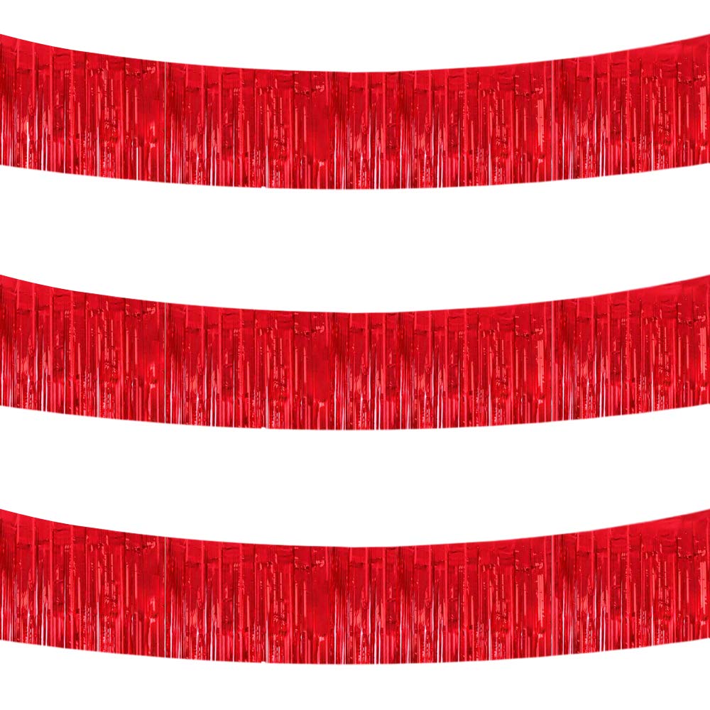 Photo 1 of BEISHIDA 3 Packs 30 Feet Metallic Foil Fringe Garland Tinsel Streamers?Shiny Red Wall Hanging Tinsel Fringe Banners for Wedding Birthday Party Decoration Halloween Christmas New Year