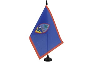 Guam Table Flag 5'' x 8'' - Guamanian Desk Flag 21 x 14 cm - Black plastic stick and base - AZ FLAG