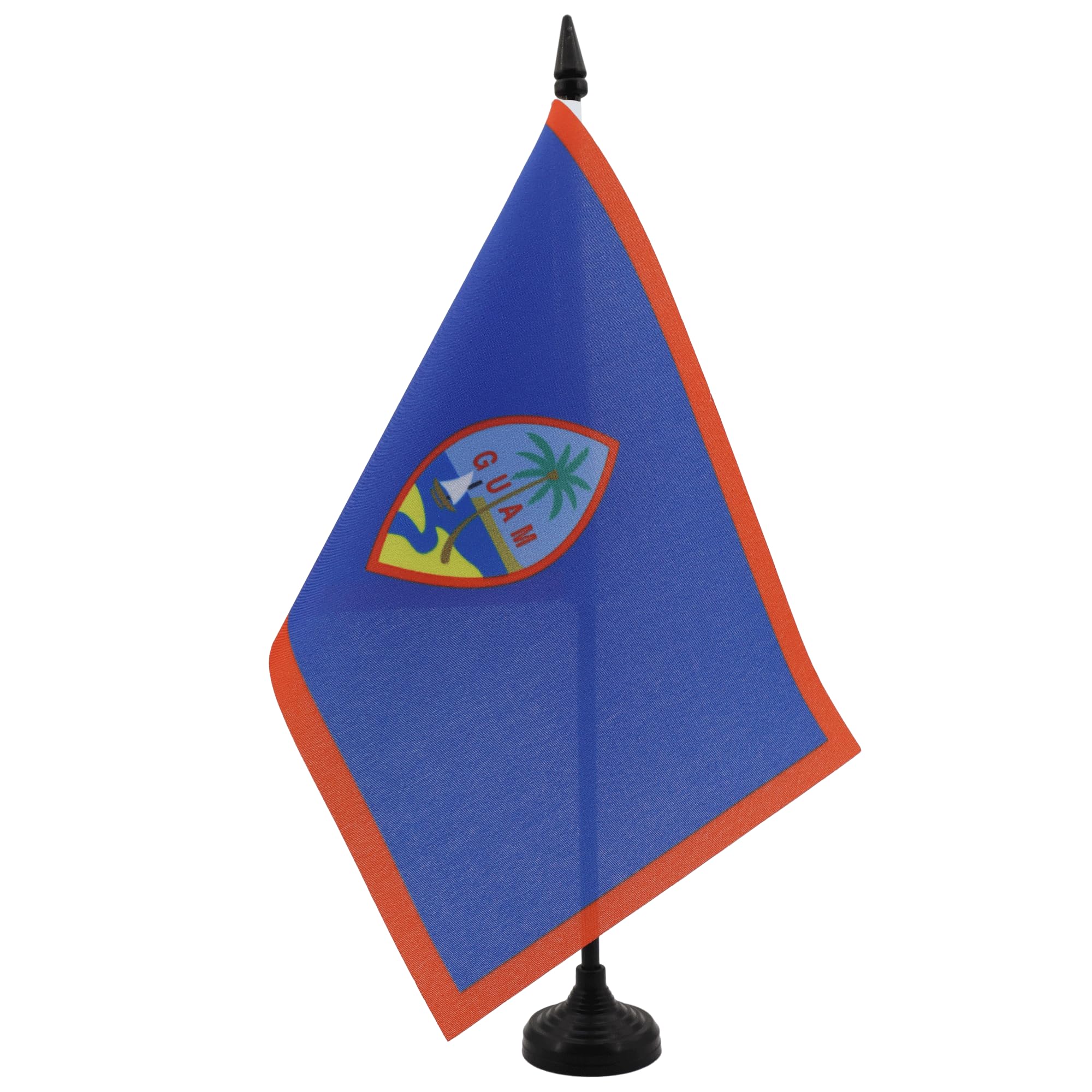 AZ FLAG Guam Table Flag 5'' x 8'' - Guamanian Office Decoration 100% Polyester 21 x 14 cm - Mini Desk Flag with Pole and Black Plastic Base — image 1