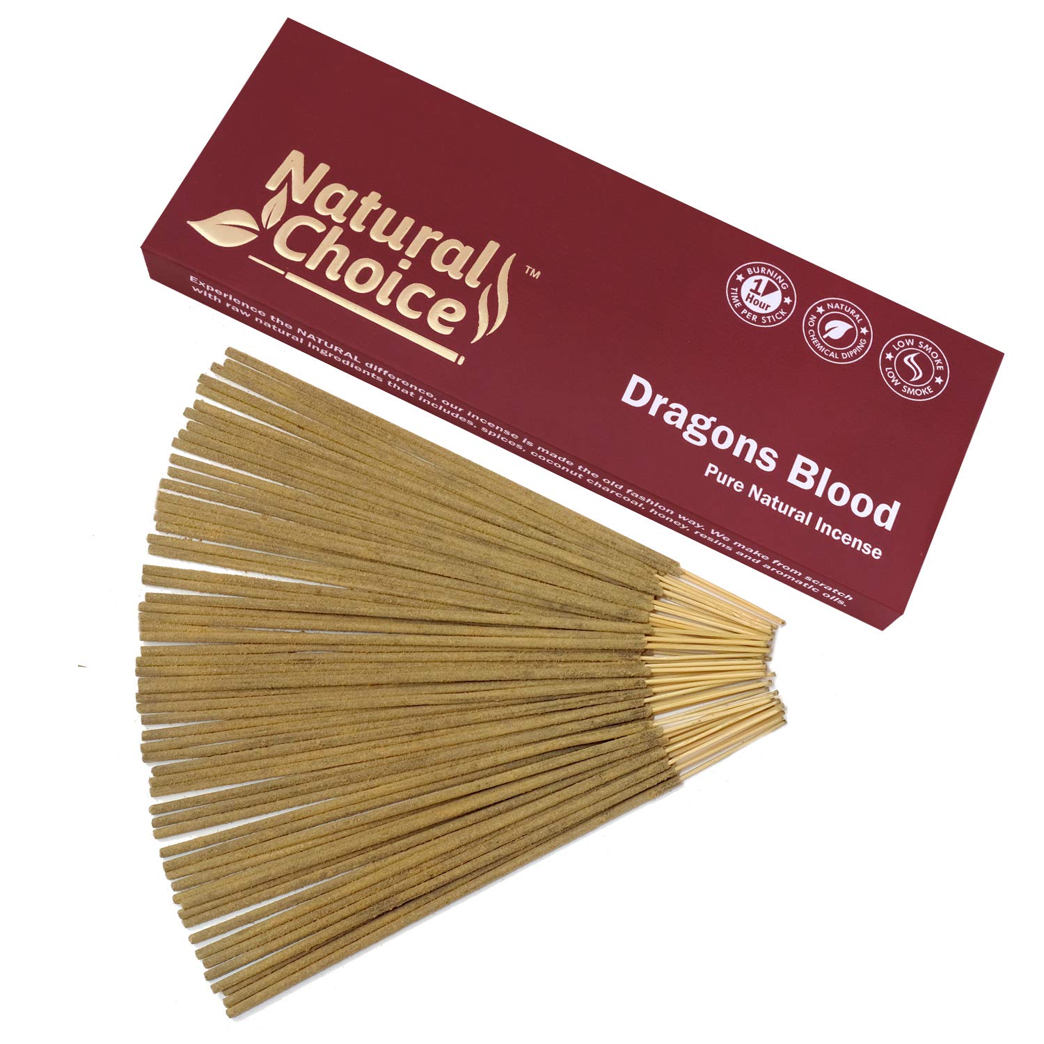 Natural Choice Dragons Blood Incense Sticks 100 Grams, Low Smoke Traditional Incense Sticks Made from Scratch, Never Dipped
