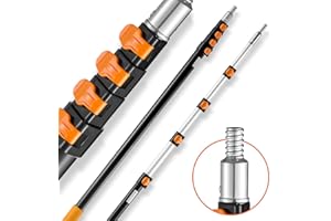 VEVOR Telescopic Extension Pole, 6-24 FT Multi-Purpose Extension Pole, Sturdy Aluminum Alloy Paint Extendable Pole with Flip-Lock Design, Telescopic Pole for Painting, Dusting and Cleaning
