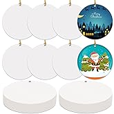 Caffox 3" Metal Sublimation Ornament Blanks Bulk, 24 Pieces Round Sublimation Blanks for Christmas Decorations and DIY Crafts