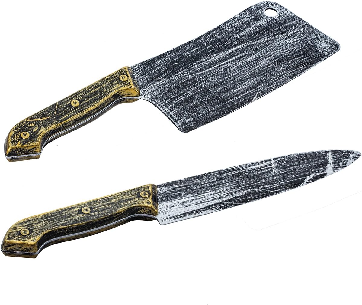Tigerdoe Fake Knife - 2 Pack, Realistic Knife Prop, Costume Props - Dress Up Accessories (Bloody Knives)