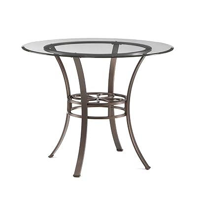 Lucianna Round Dining Table - Glass Top w/ Brown Metal Frame