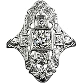 Htayekog 925 Sterling Silver Shining Vintage Hollowed Floral Zirconia Ring Promise Rings 14K White Gold, Intricate Filigree DesignCZ Diamond Eternity Ring Engagement Wedding Band Ring for Women (6)