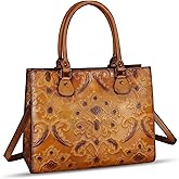Genuine Leather Tote Bag for Women Purse Embossed Top Handle Shoulder Handbag Handmade Crossbody Satchel Purses