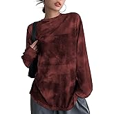 Verdusa Women's Y2k Tie Dye Sheer Mesh Top Drop Shoulder Long Sleeve Oversized Rave Streetwear Tops