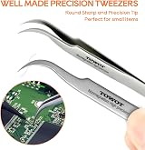 TOWOT Precision Tweezers Stainless Steel Pointed for Electronics Craft Jewelry view 3