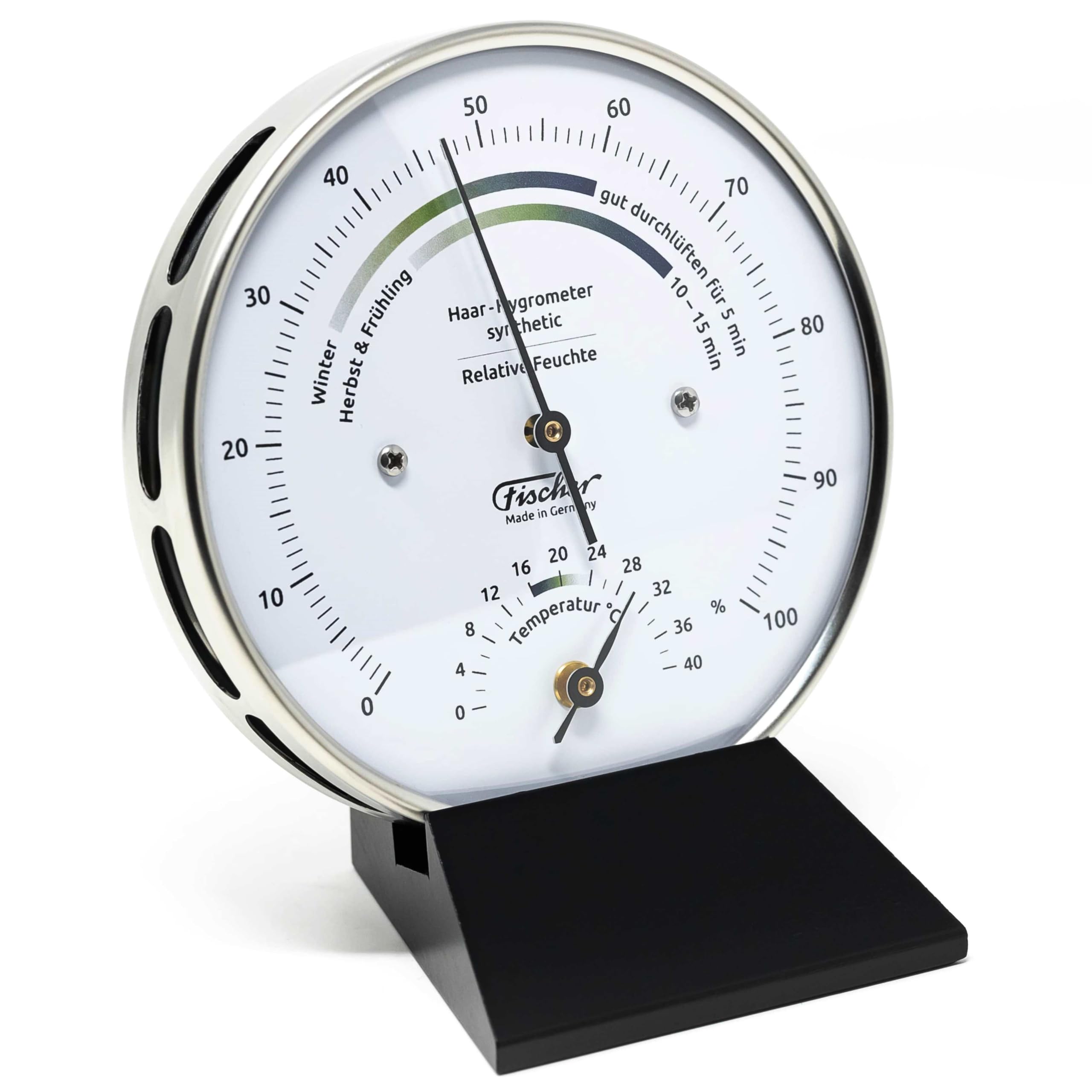 Fischer Indoor Climate Hygrometer with Thermometer, Stainless-Steel, Multi Colour, One Size