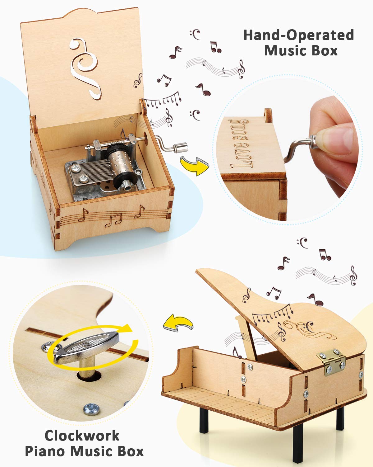 Poraxy 4 Set STEM Kits for Kids Ages 8-10 10-12, Toys for Ages 8-13, Music Box, Robot 3D Puzzle Educational Science Building Projects Crafts, Birthday Gifts for Boys Girls 7 8 9 10 11 12 13 Year Old