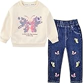 Peacolate 2-7T Spring Fall Little Girls 2pcs Clothing Set Butterfly T Shirt and Jeans