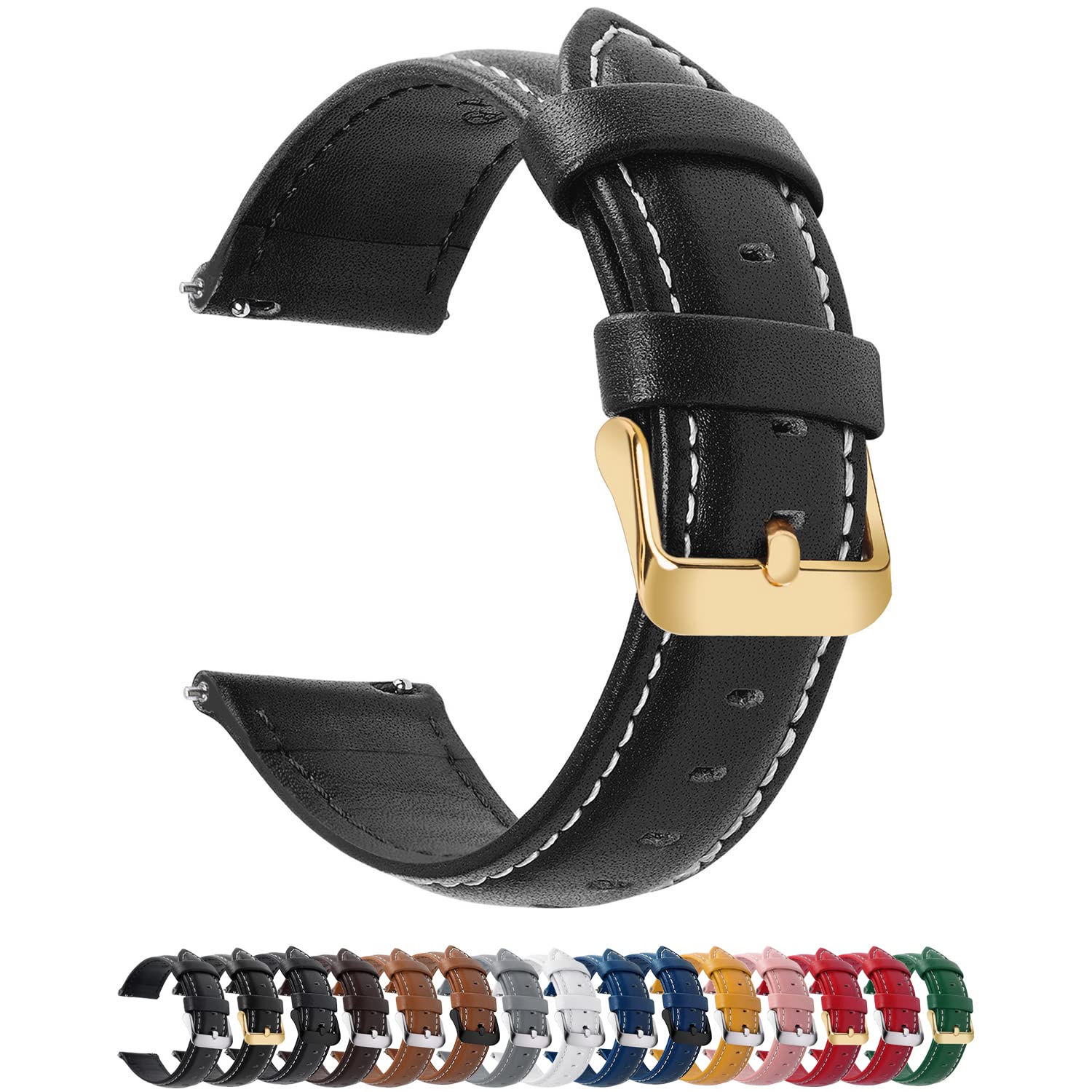 Fullmosa 20mm Watch Straps for Men Women Leather Replacement Bands Compatible with Samsung Galaxy Watch 4/5 40mm/44mm, Galaxy Watch 3 41mm, Garmin Vivoactive 3, Huawei Watch 2/Pro