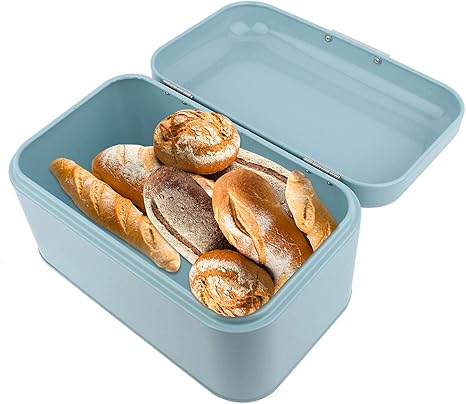 Amazon Co Jp Tmtop ブレッドボックス パンケース シンプル 保存容器 食パン保存 パン箱 食パン 収納ケース すっきり収納 金属製 大容量 キッチン収納 青 ホーム キッチン
