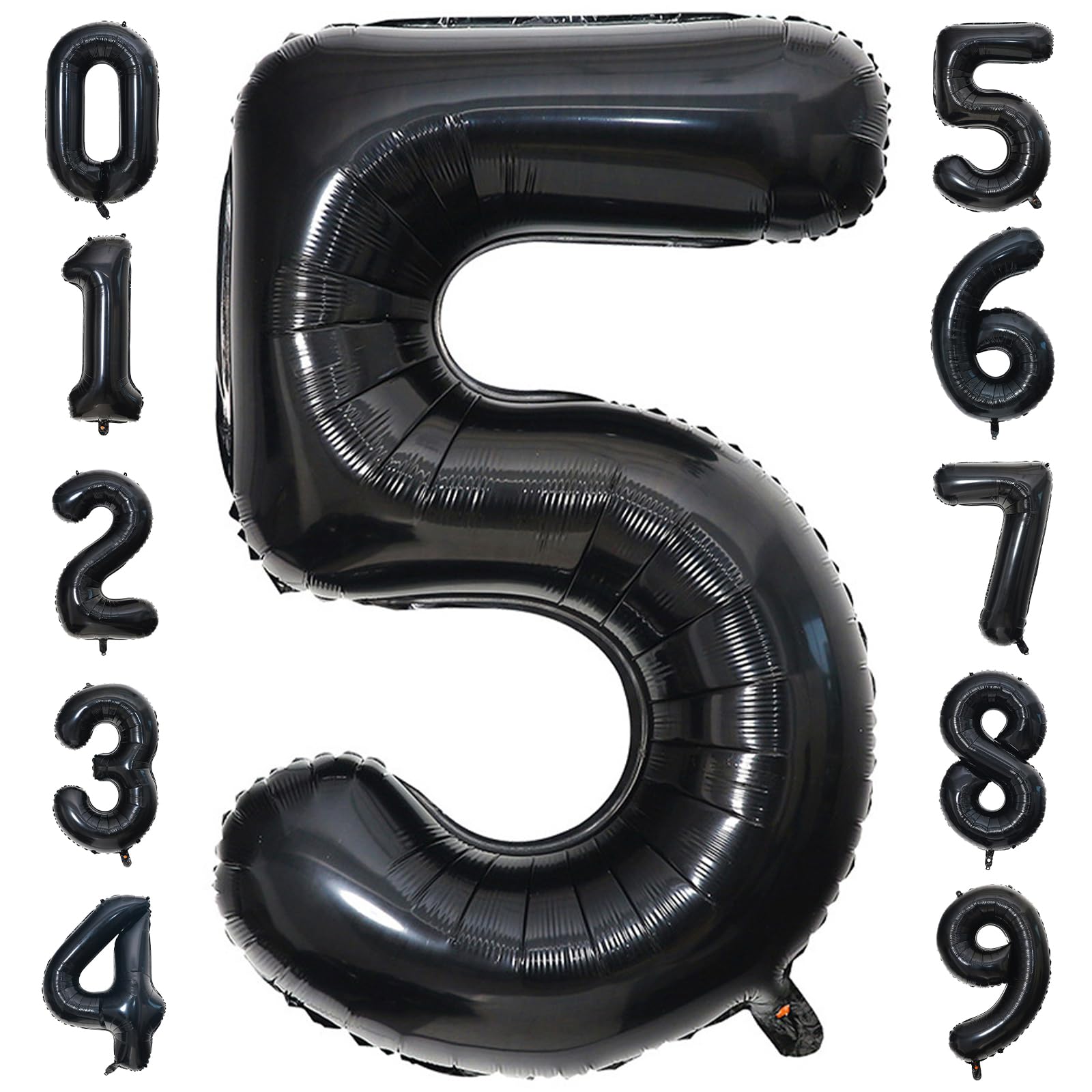 Photo 1 of PatiCool 40 Inch Black Number Balloon 5, Large Number Foil Balloons Mylar for Girl Boy Birthday Party Celebration Decorations Supplies, Digital Balloons for Wedding Anniversary Events Decorations