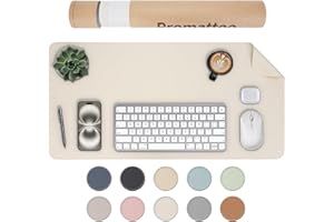 PROMATTOO Oversized Non-Slip Desk Pad Protector with Premium Gift Box – Vegan Leather Waterproof Laptop Mat for Keyboard & Mouse, Grips Desk Firmly – Large Office Pad– Creamy White