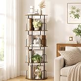 SUNMORY 4 Tier Rotating Bookshelf Tower, Revolving 360 &deg; Spinning Bookcase, Hexagonal Corner Book Shelf Storage Carousel, Vertical Rotate Turning Organizer Book Shelves for Living Room Office Bedroom