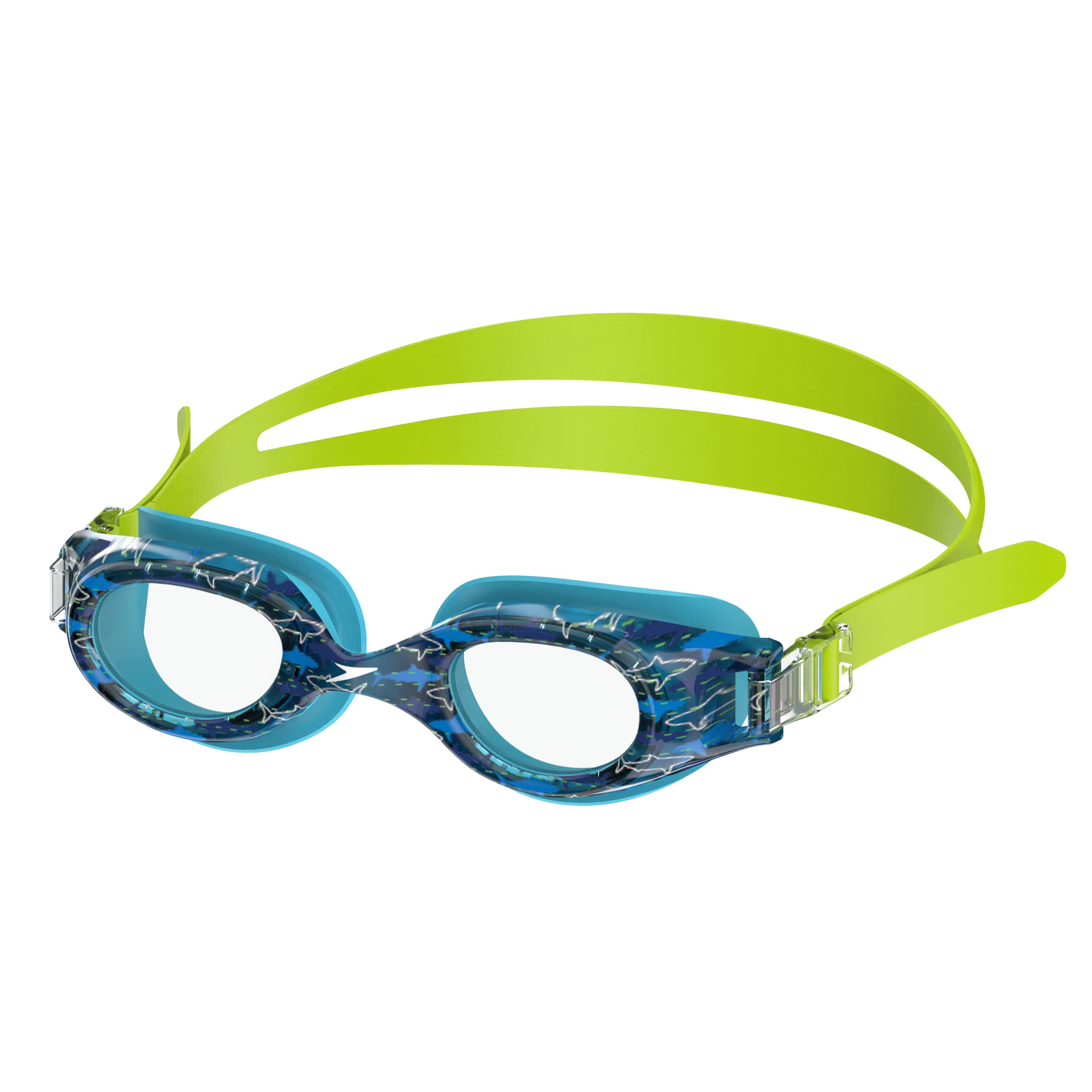 Speedo Unisex-child Swim Goggles Hydrospex Ages 6-14, Bachelor Button Sharks/Clear
