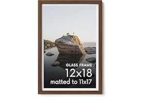 Haus and Hues 12x18 Picture Frame with Real Glass & Walnut American Oak Matted to 11x17 - Oak 12x18 Poster Frame - Includes Vertical & Horizontal Hang - Ideal for Home, Room, Office (12x18 in, Walnut)