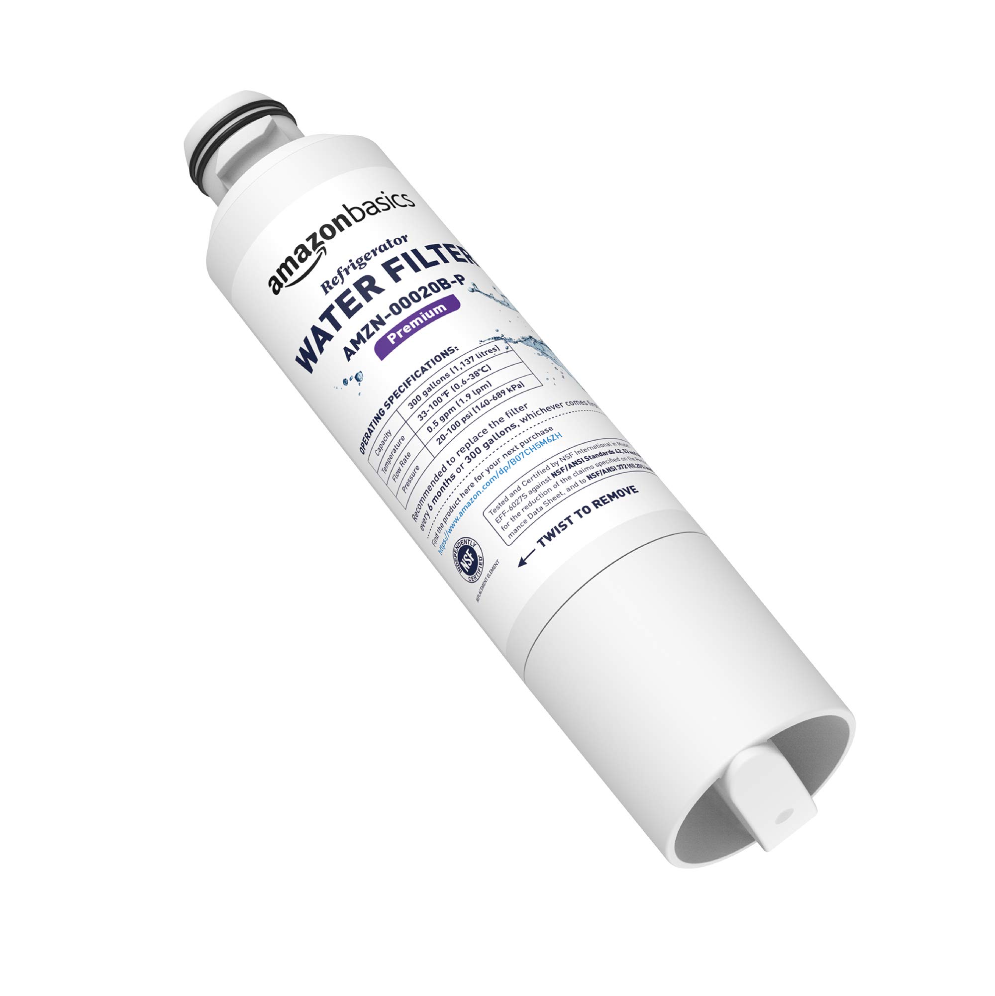 Amazon Basics Replacement Samsung DA29-00020B Refrigerator Water Filter Cartridge - Pack of 3, Premium Filtration, Easy to Install