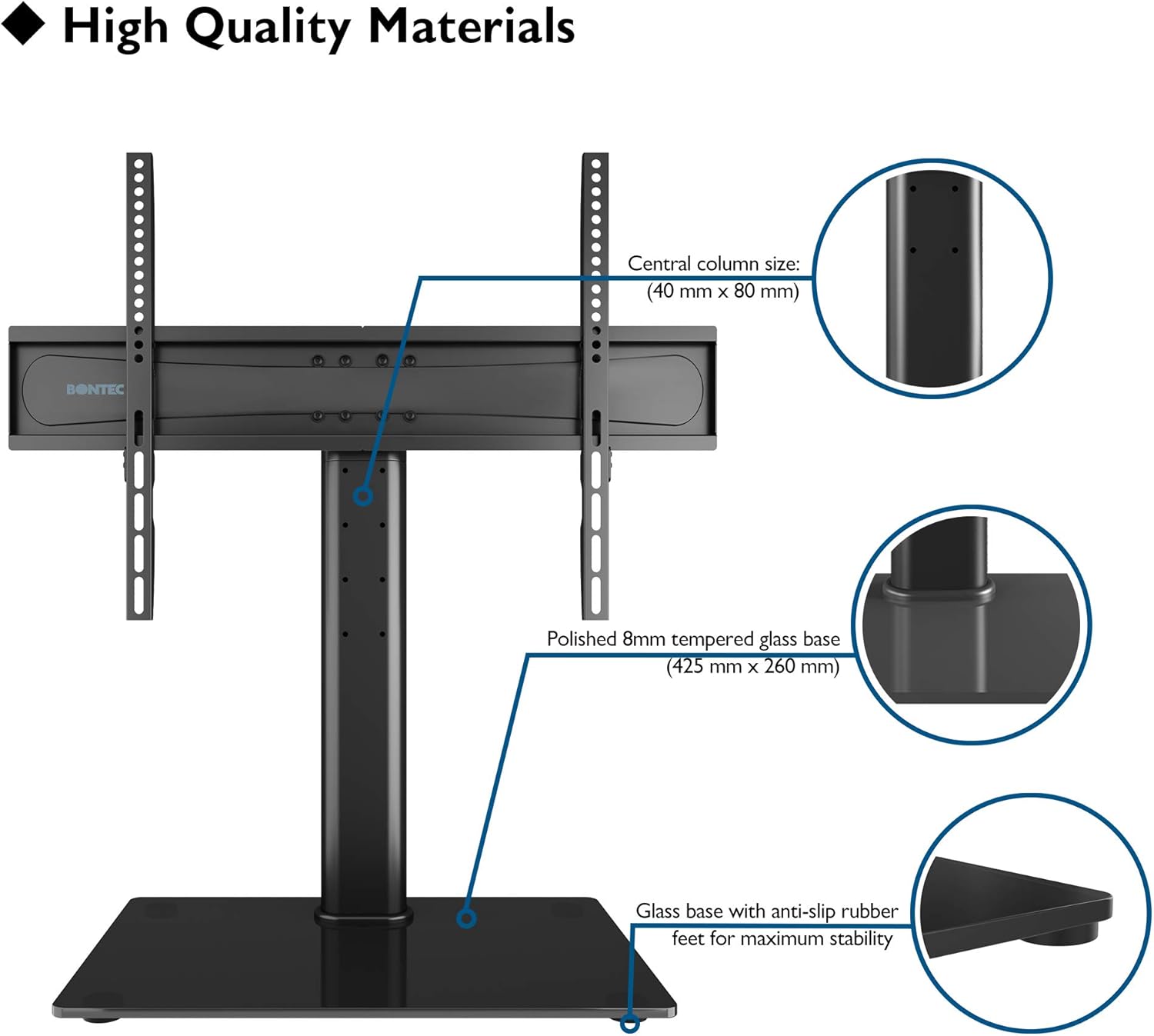 BONTEC Universal Table Top Pedestal TV Stand with Bracket for 32”60