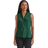 Kasper Petite Sleeveless Satin Tie-Front Top