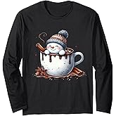 Cute Christmas Hot Chocolate Snowman Long Sleeve T-Shirt