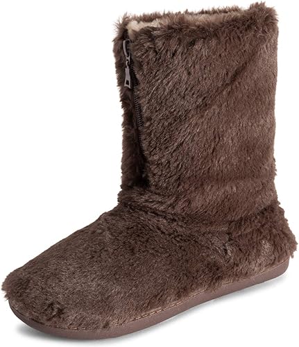 ladies zip up boot slippers