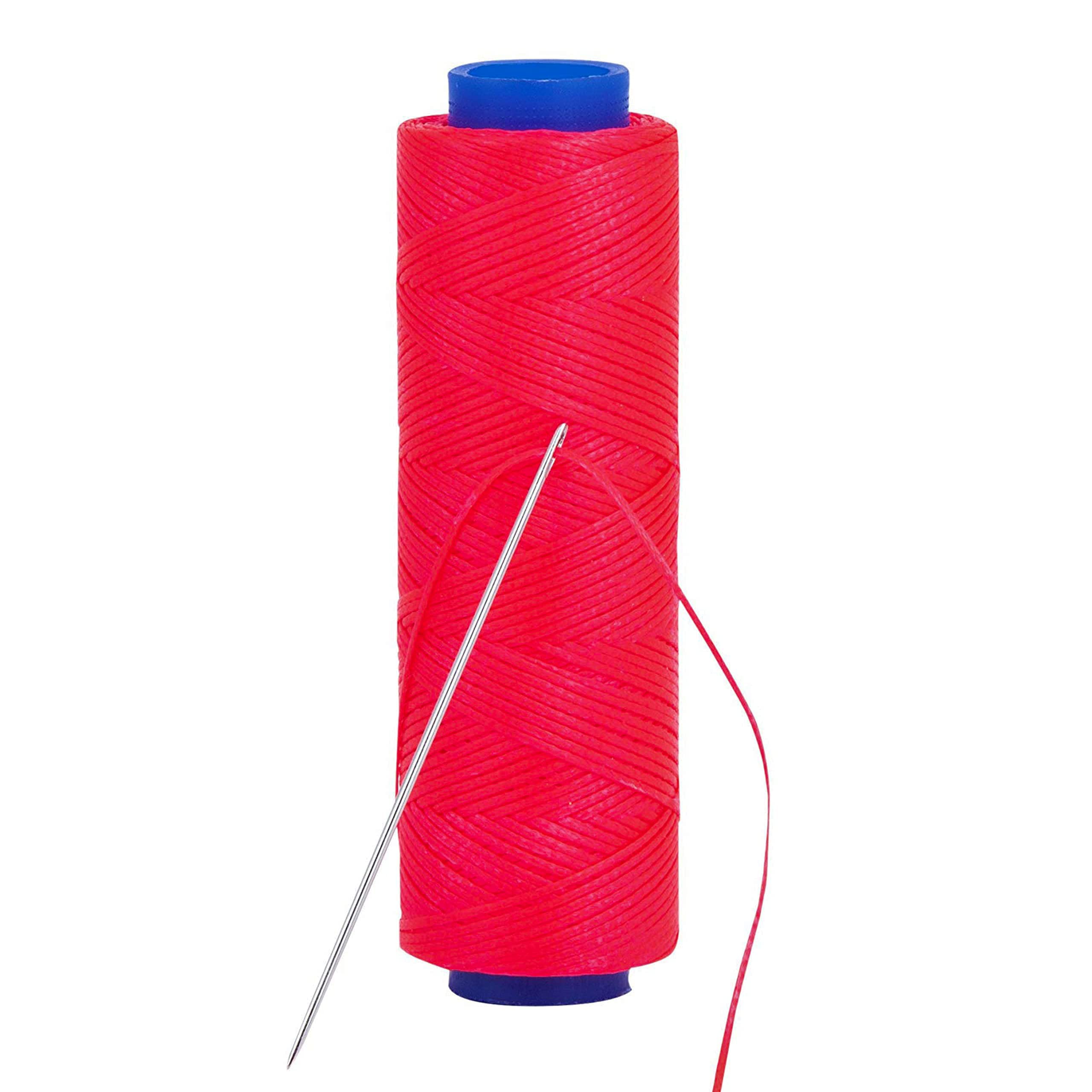 Shelver Waxed Thread, Strong Thread for Leather, Upholstery, Shoe, Bag, incl. Needle (Colour: NEON Pink)