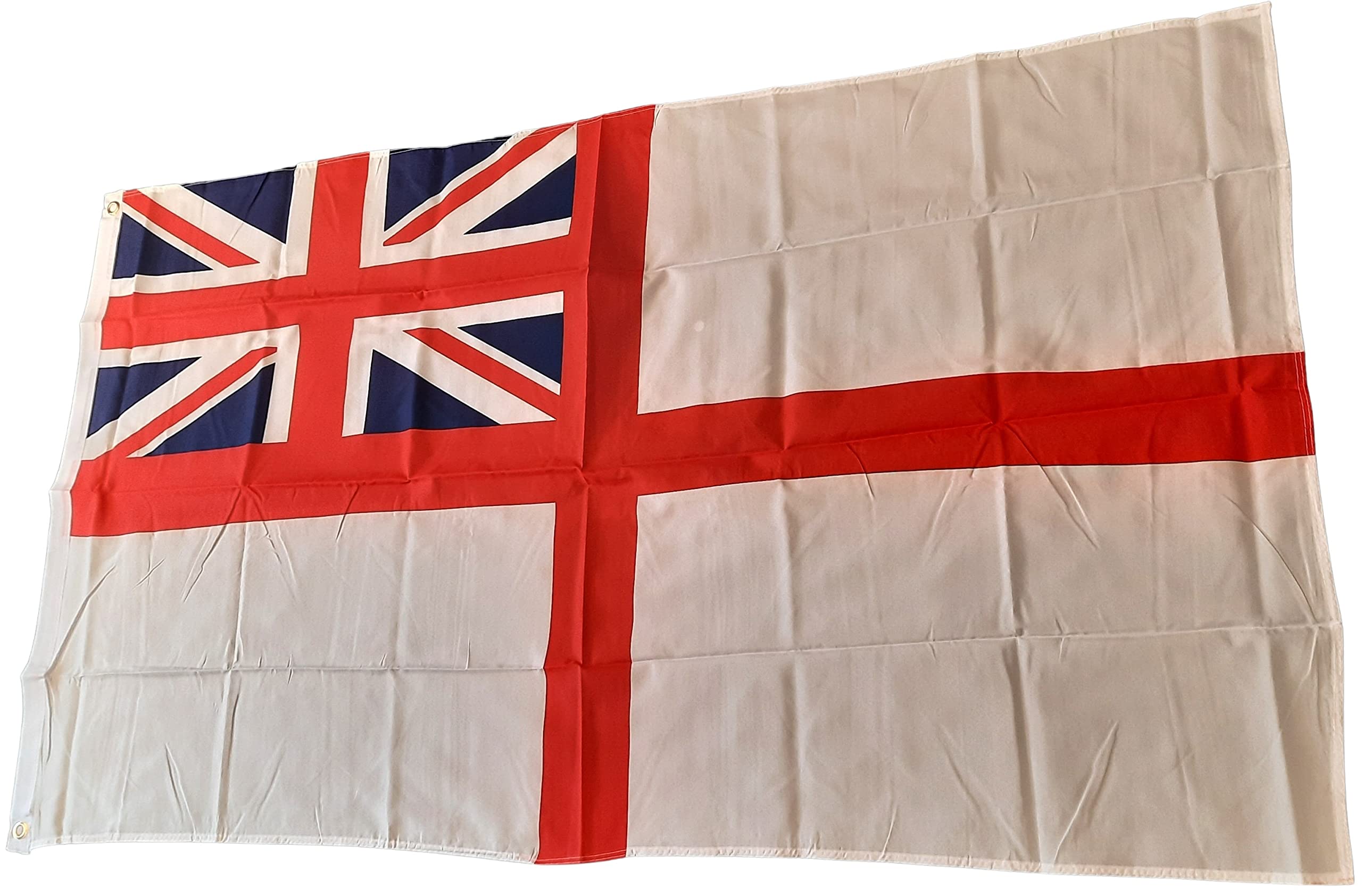 NWFlags White Ensign Flag 5ft x 3ft 75d Premium Polyester Suitable For Flagpoles | Strong Polyester 5x3 foot material Royal Navy flag with Eyelets
