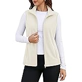 MAGCOMSEN Women's Fleece Vest Outerwear Sleeveless Lightweight Zip Jackets Warm Soft Vests with Zipper Pockets